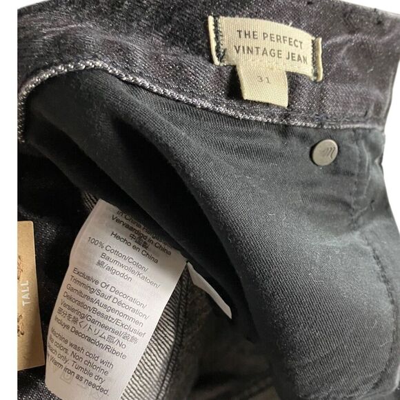 Madewell Jeans WMNS 31 Black The Perfect Vintage Roxstone Wash: Knee-Rip Edition - Picture 4 of 13